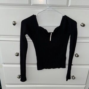 Free People Black Ribbed Top
